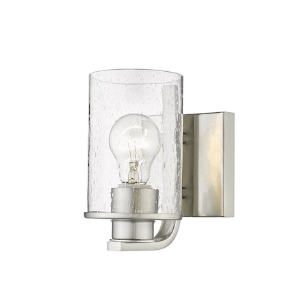 Z-Lite Beckett 1 Light Wall Sconce, Brushed Nickel And Clear Seedy 492-1S-BN